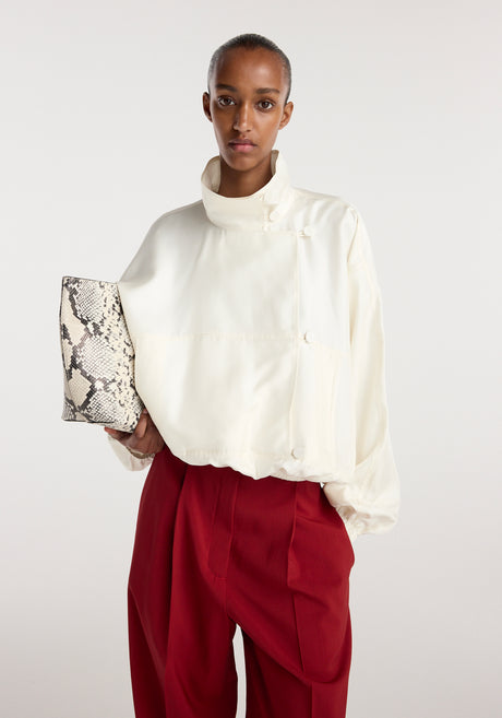 Silk blouson anorak | cream