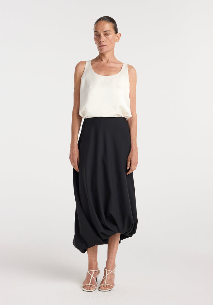Satin scoop-neck top | ivory