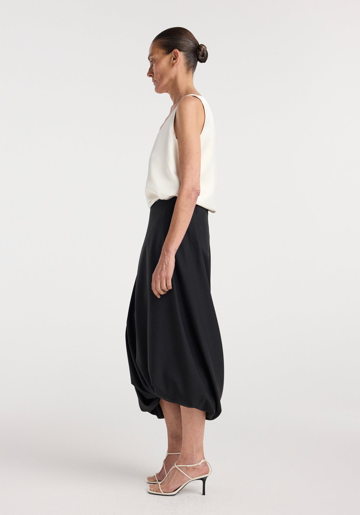 Satin scoop-neck top | ivory