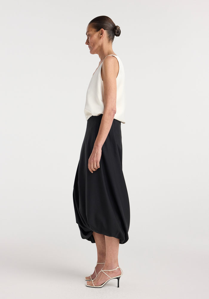 Satin scoop-neck top | ivory