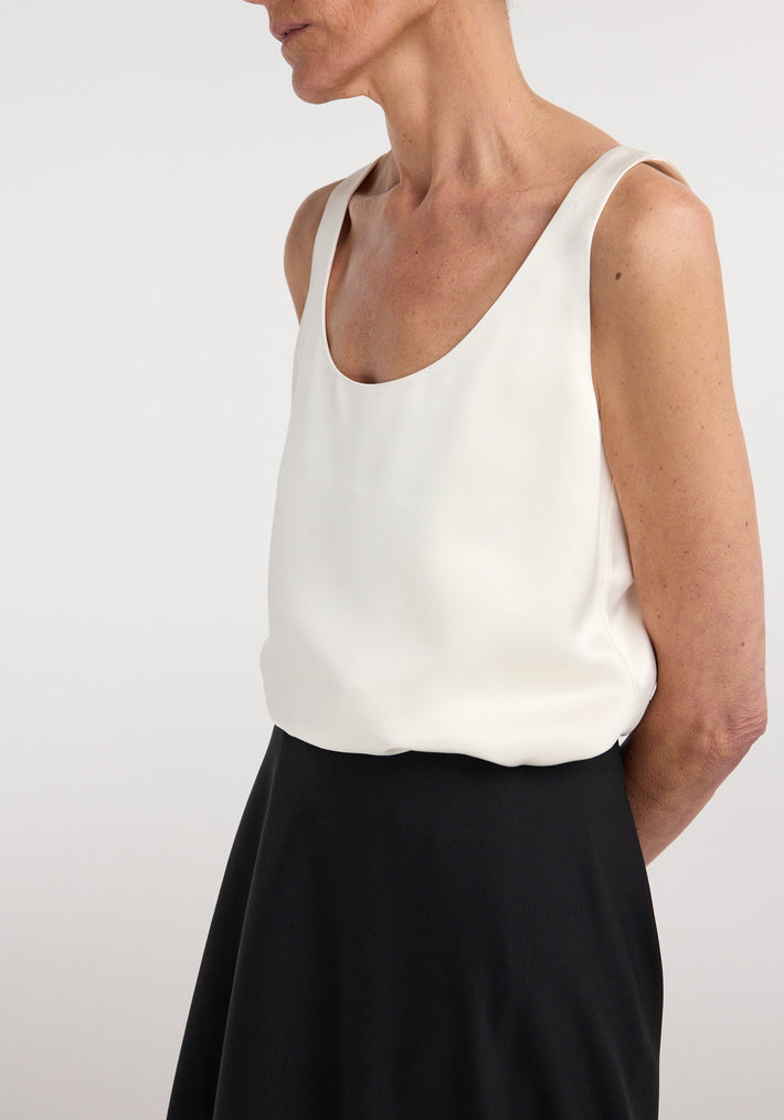 Satin scoop-neck top | ivory