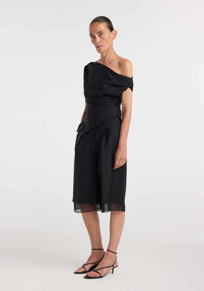 Off shoulder lapel top | black
