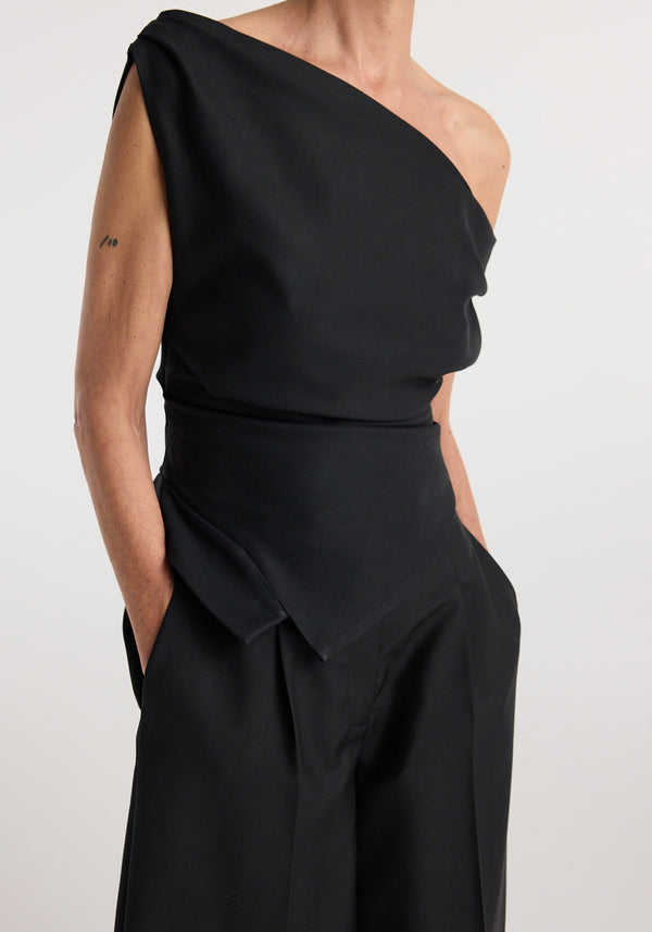 Off shoulder lapel top | black