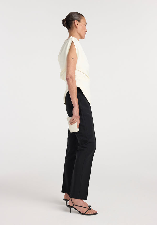Off shoulder lapel top | off white