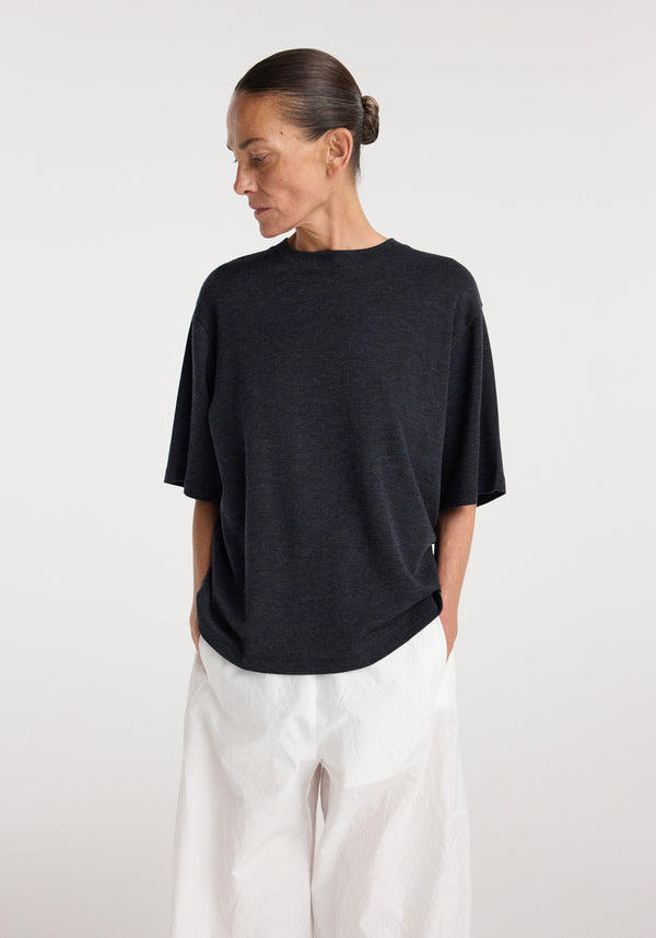 Oversized merino t-shirt | anthracite melange