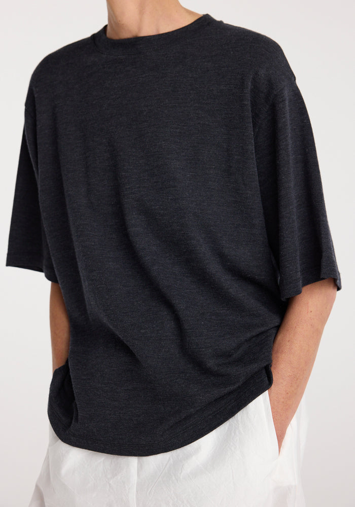 Oversized merino t-shirt | anthracite melange