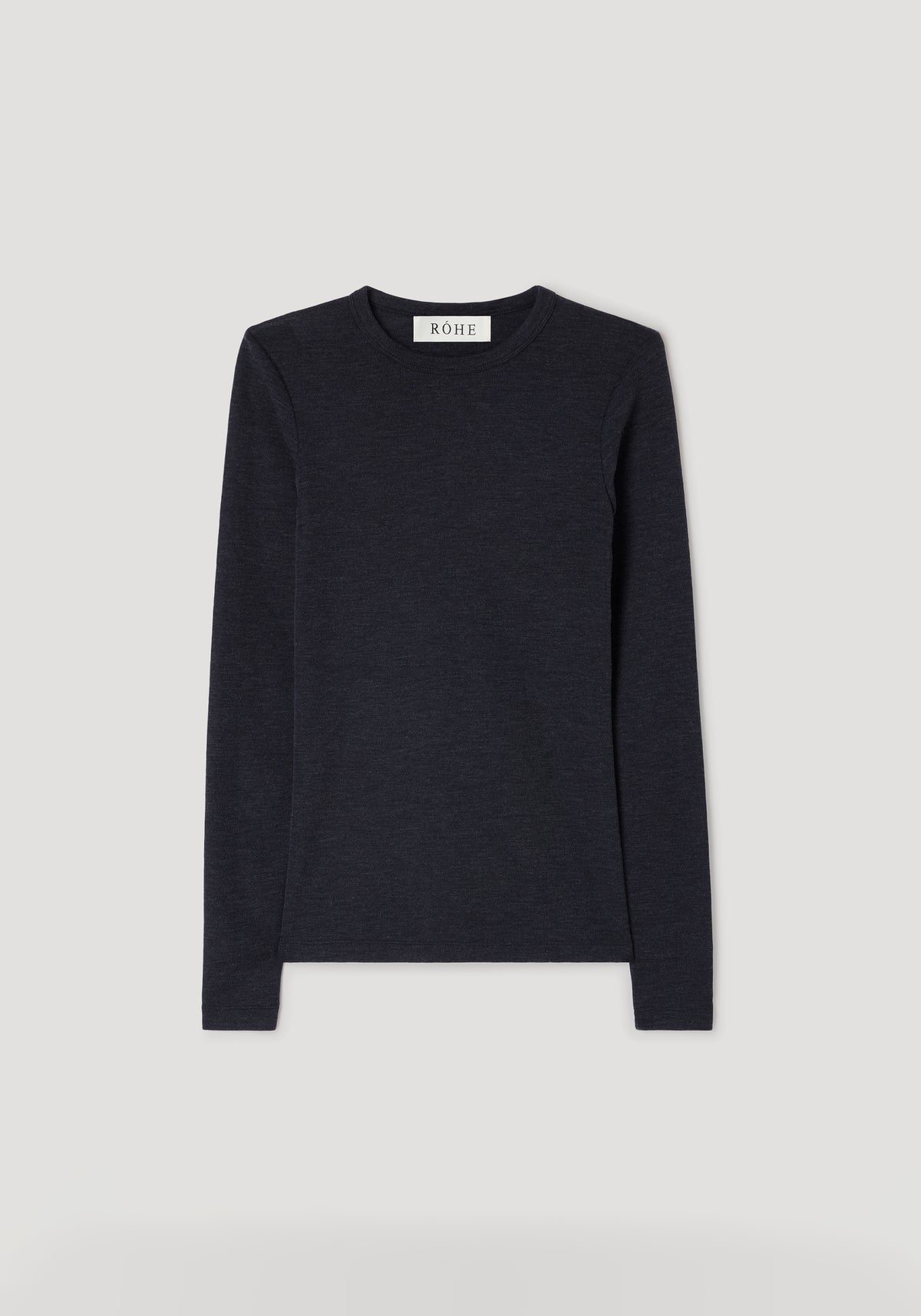 Fine merino long sleeve | anthracite melange in a simple, elegant long sleeve shirt style made from soft merino fabric in a dark charcoal shade.