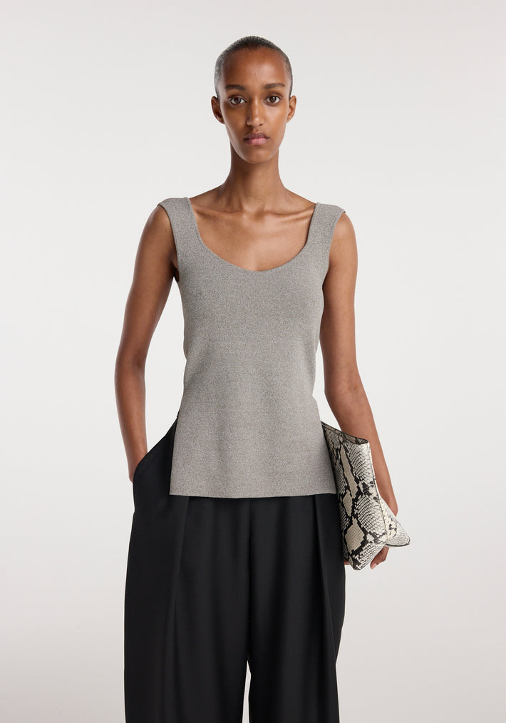 Long knitted bustier top | taupe melange