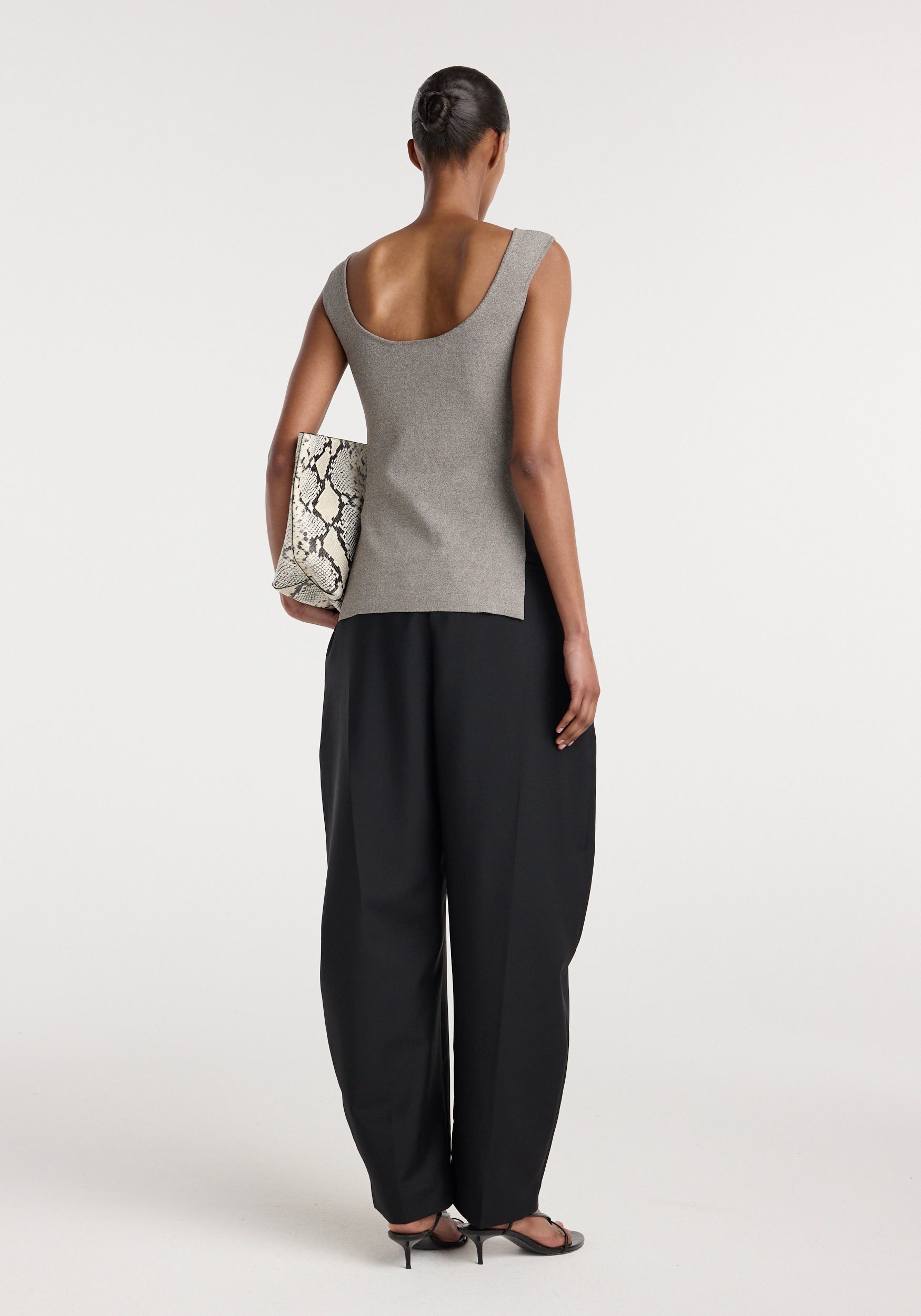Long knitted bustier top | taupe melange