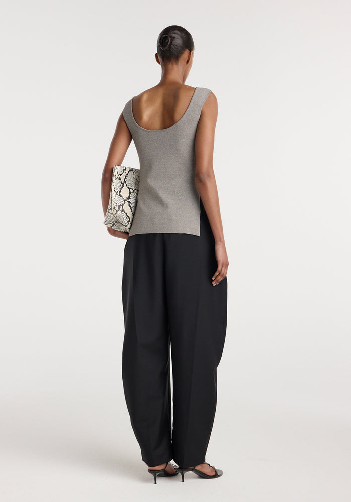 Long knitted bustier top | taupe melange