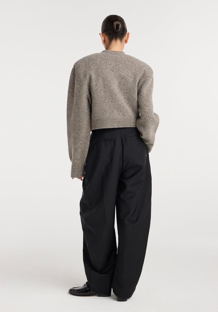 Statement mouliné cardigan | dark taupe melange