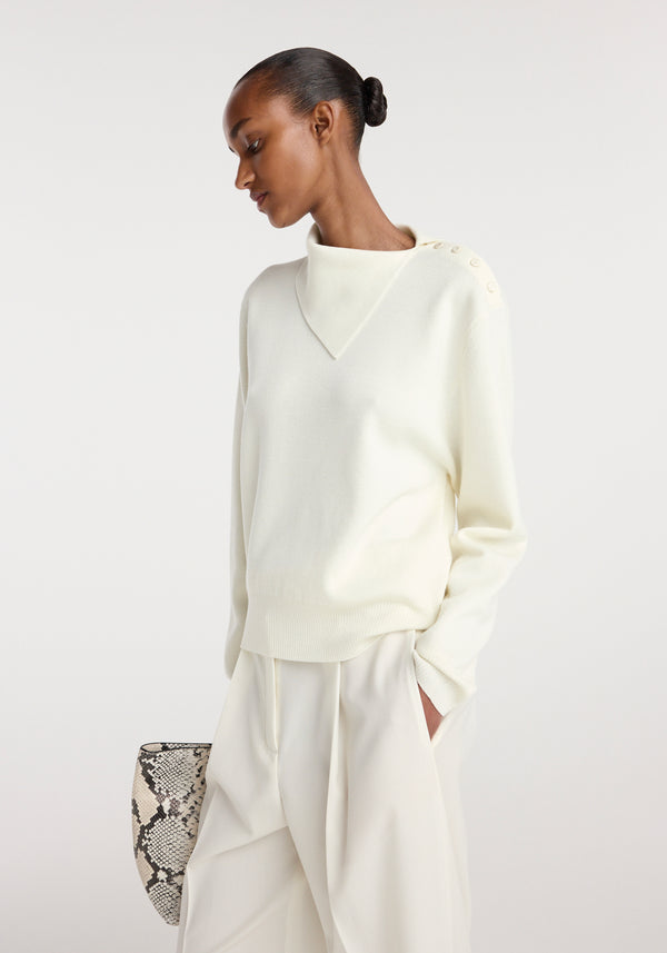 Uneven collar polo | off white