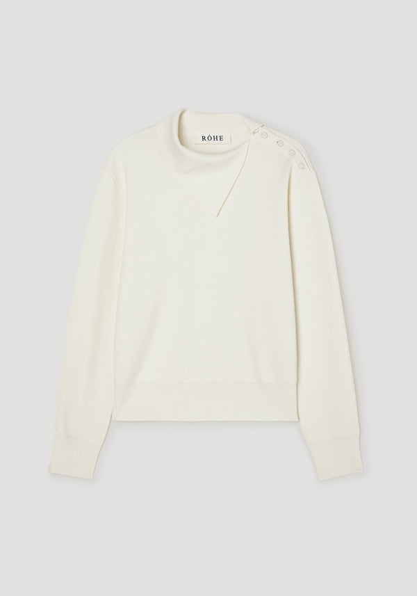 Uneven collar polo | off white