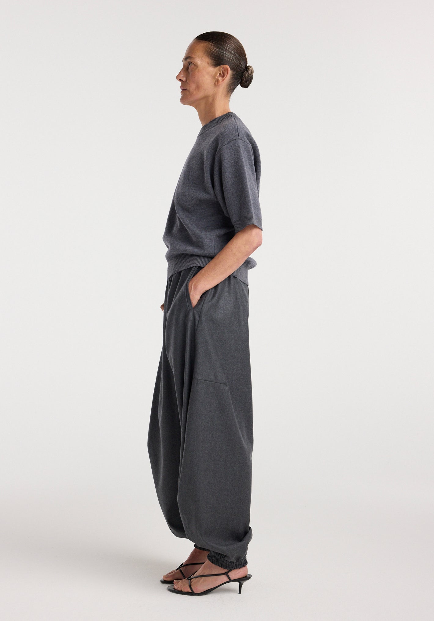 Compact knitted top | dark grey melange