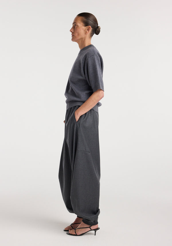 Compact knitted top | dark grey melange