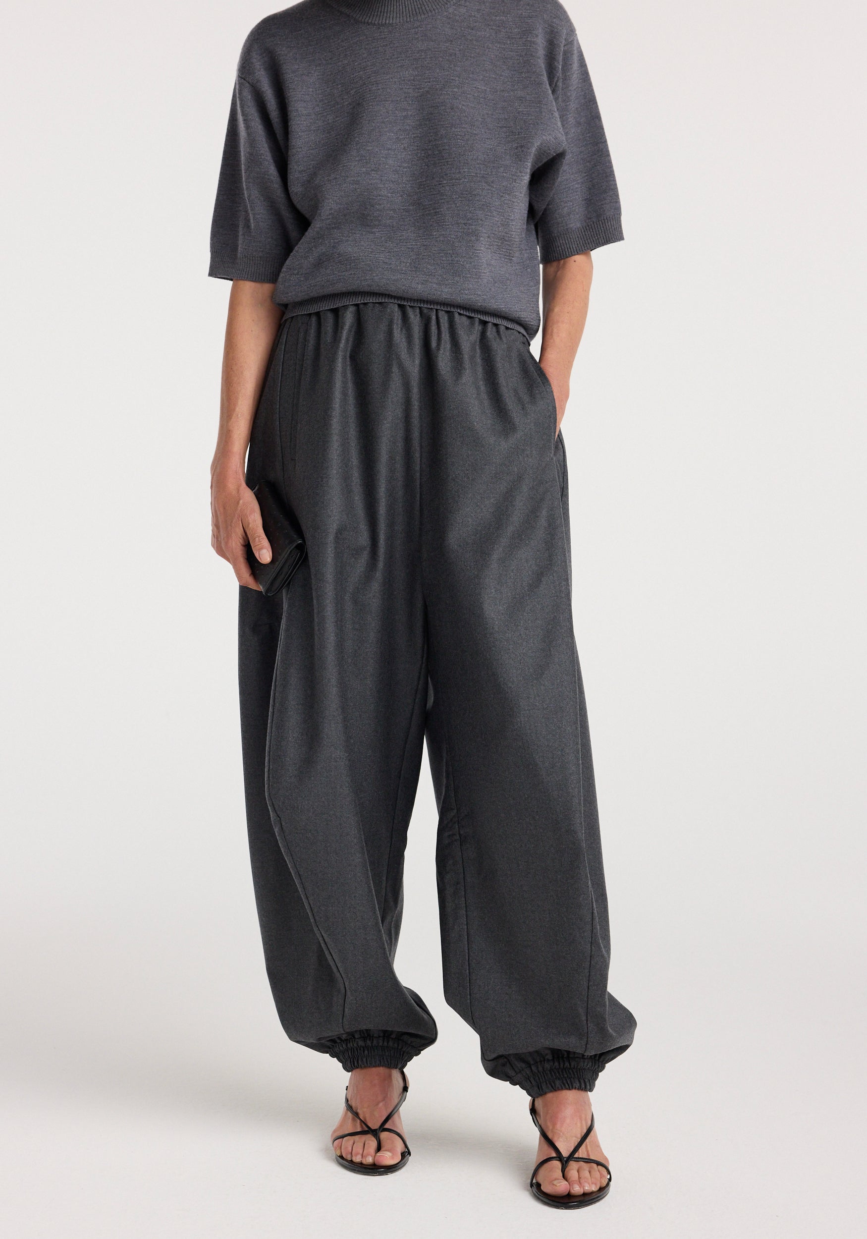 Balloon track pants | dark grey melange