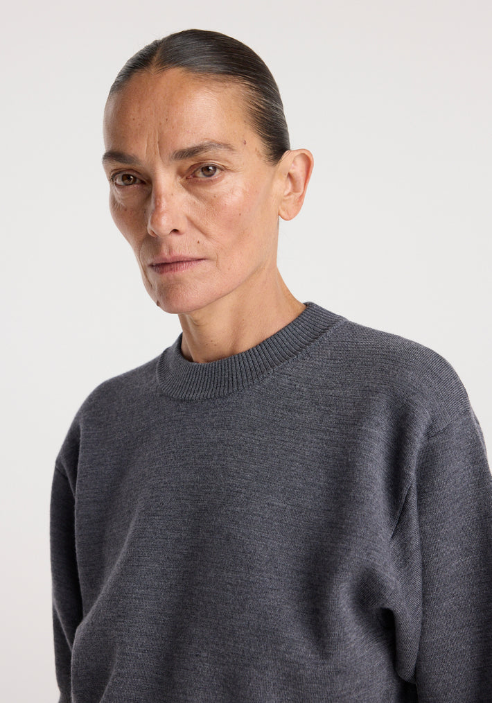 Compact knitted top | dark grey melange