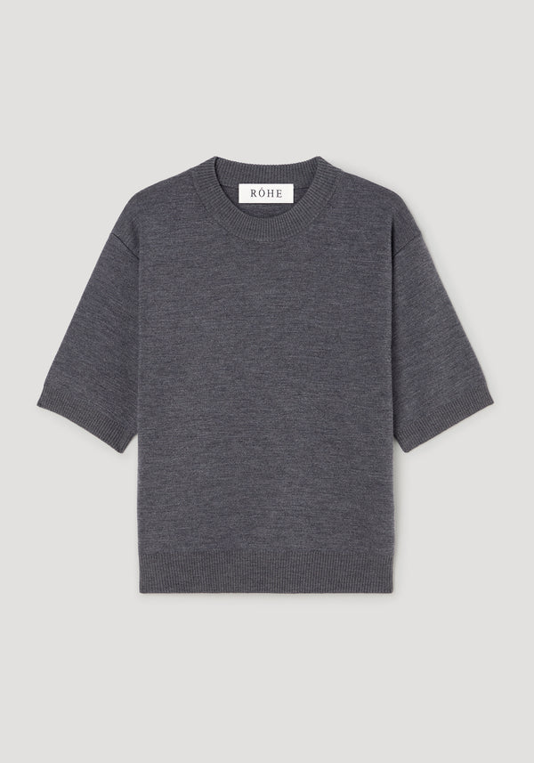 Compact knitted top | dark grey melange