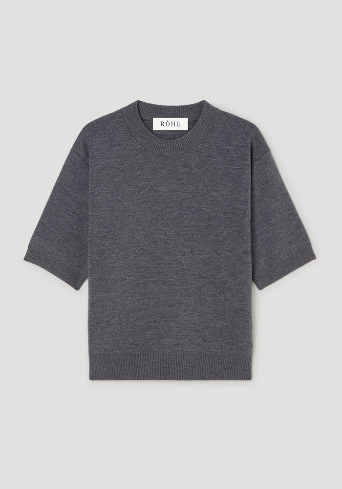 Compact knitted top | dark grey melange