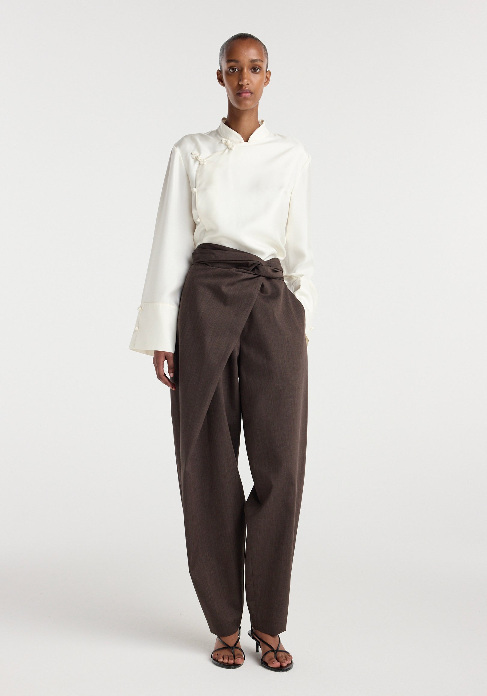 Sarong knot trousers | dark brown