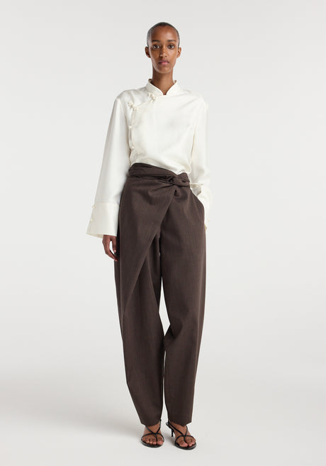 Sarong knot trousers | dark brown