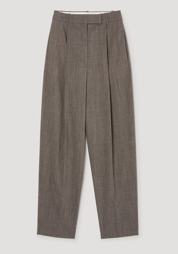 Daria - Single pleat tapered trousers | earth slub