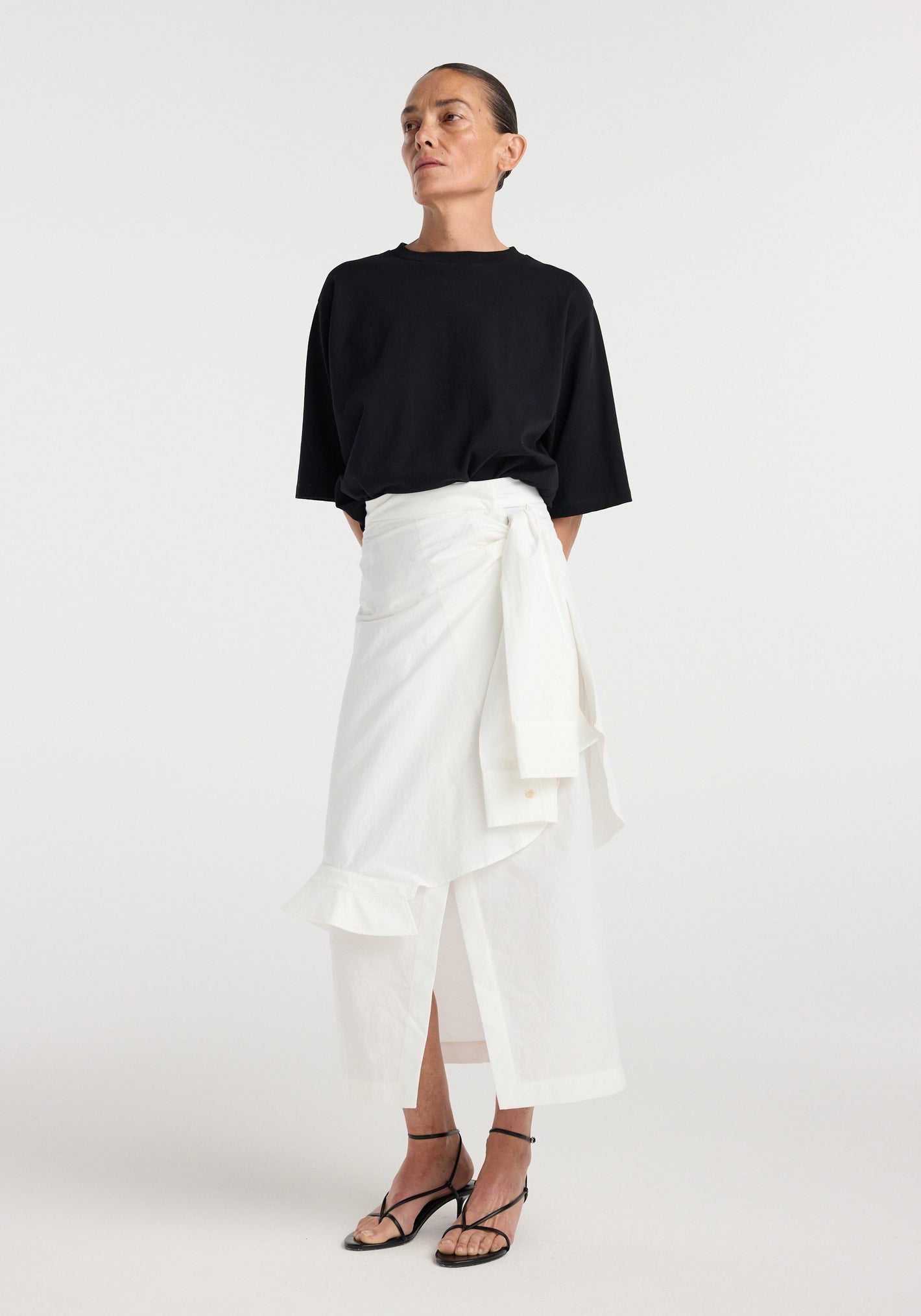 Shirt-wrap detailed skirt | optic white