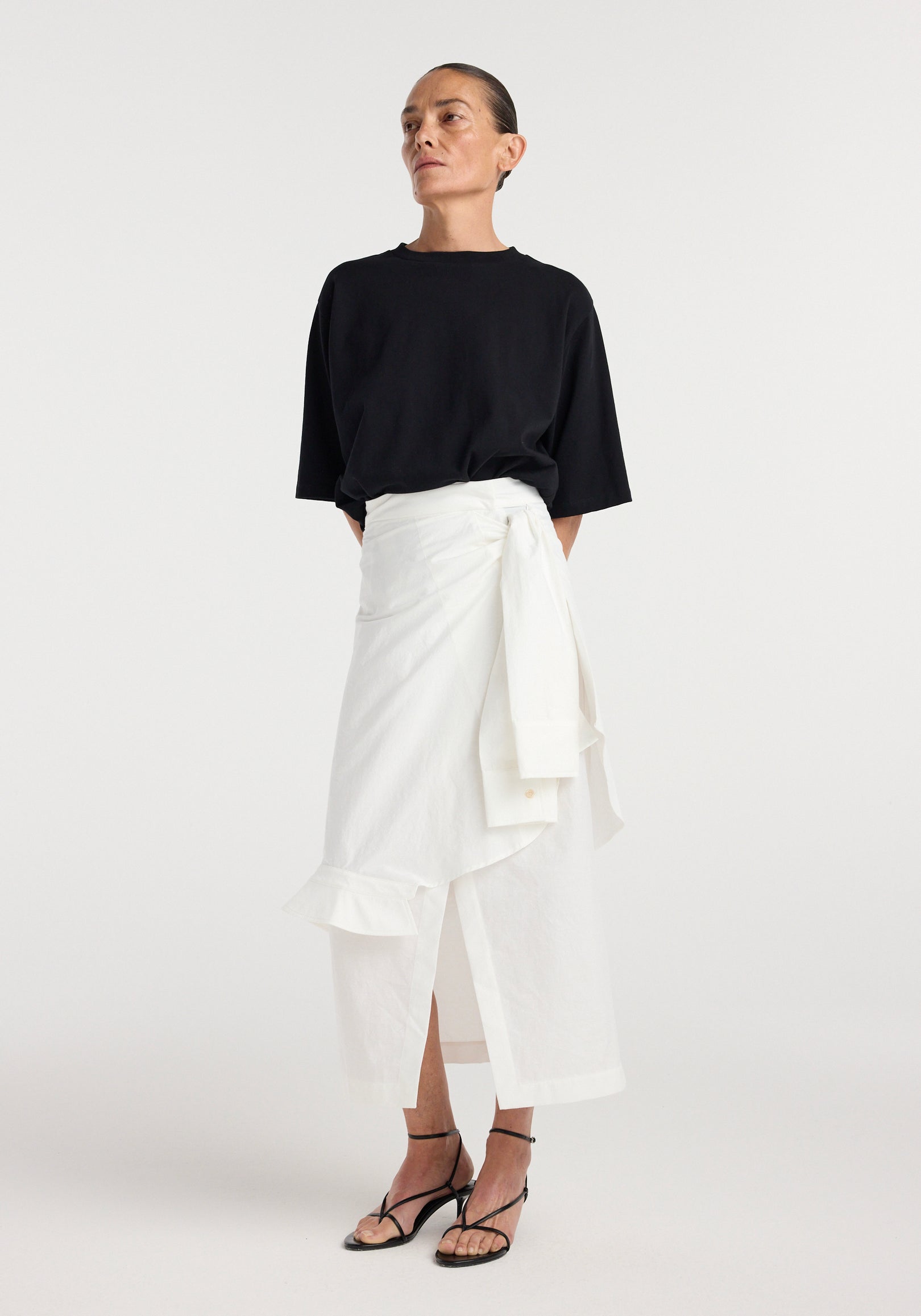 Shirt-wrap detailed skirt | optic white
