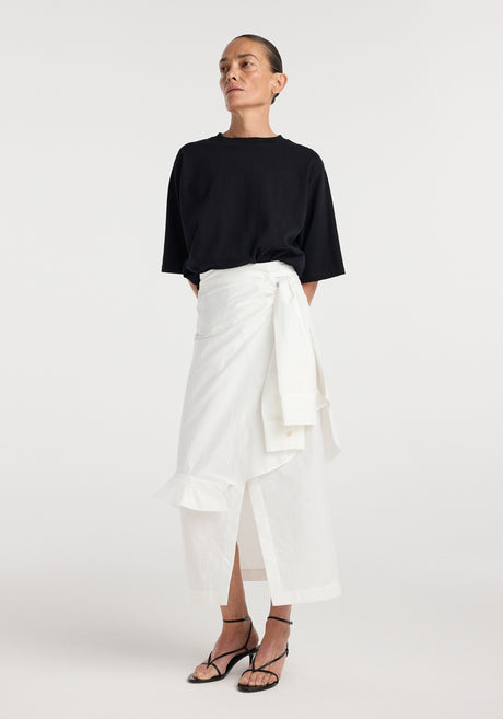 Shirt-wrap detailed skirt | optic white