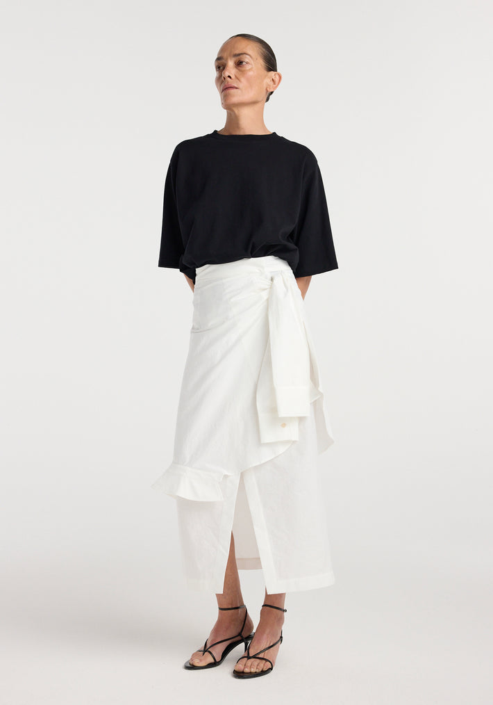 Shirt-wrap detailed skirt | optic white