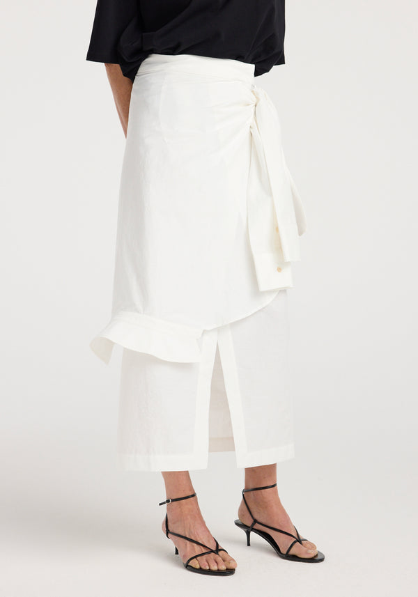 Shirt-wrap detailed skirt | optic white
