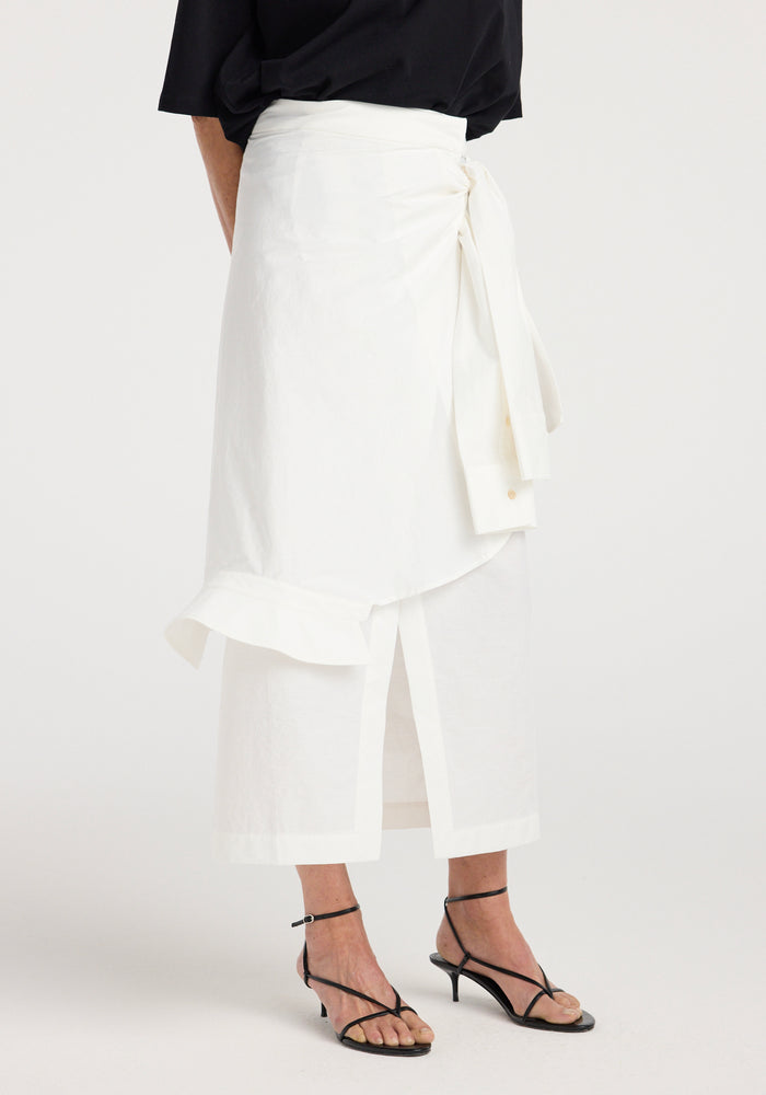 Shirt-wrap detailed skirt | optic white