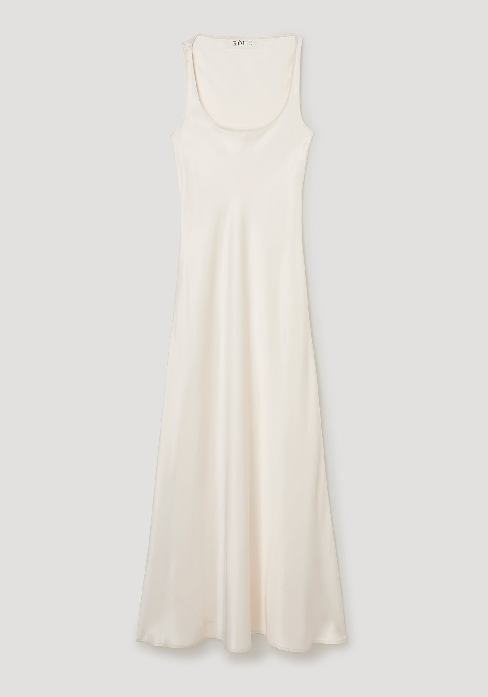 Scoop neck satin dress | ivory