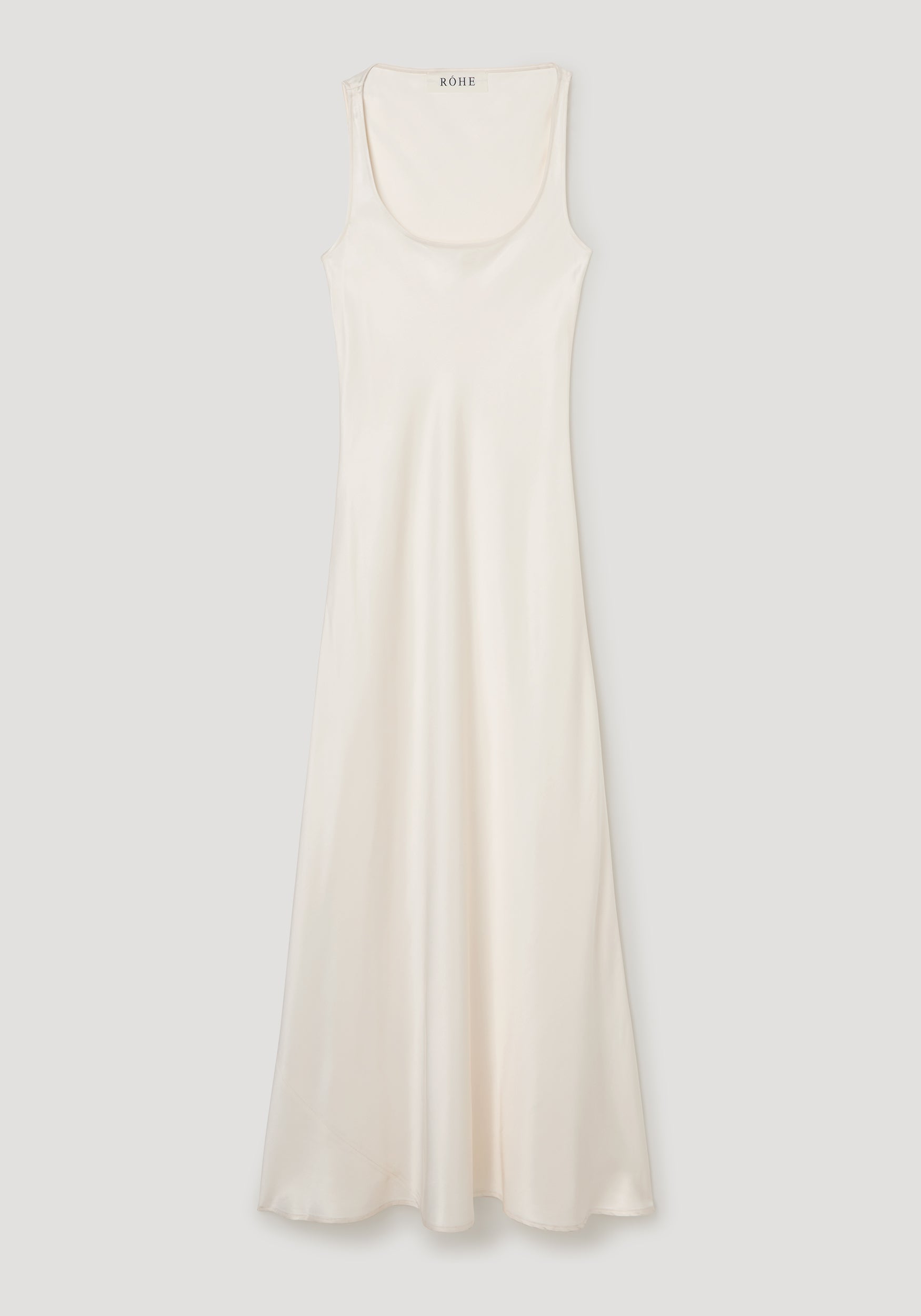 Scoop neck satin dress | ivory