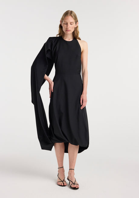Twisted cape dress | black
