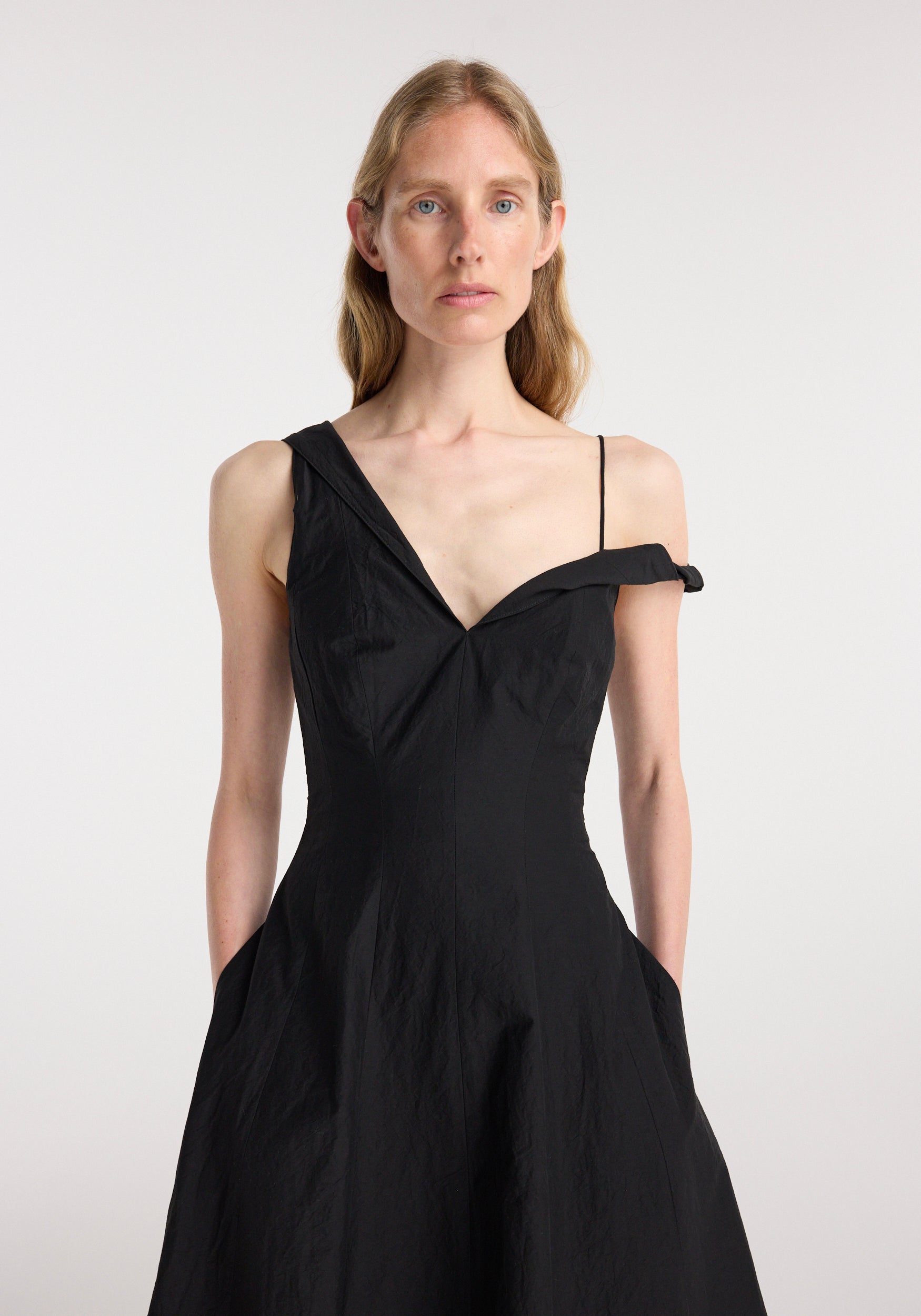 rohe asymmetric off-the-shoulder dress Rohe Black Asymmetrical Off Shoulder Maxi Dress
