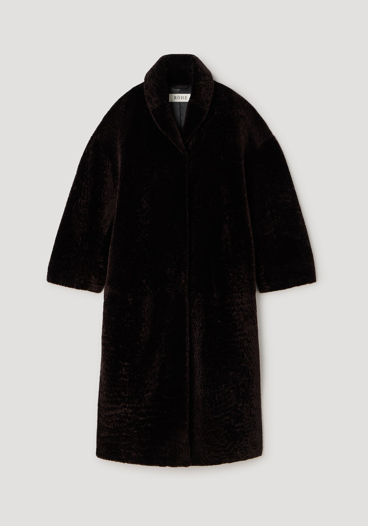 Shearling Shawl-Collar Coat | dark chocolate