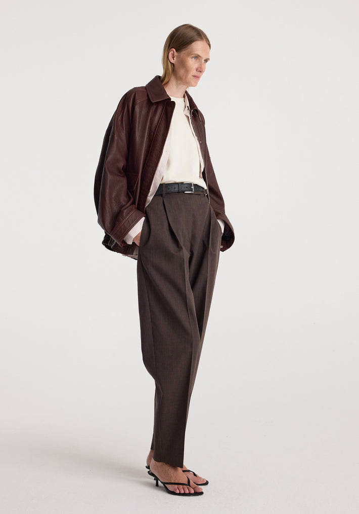 Grain leather aviator jacket | chestnut
