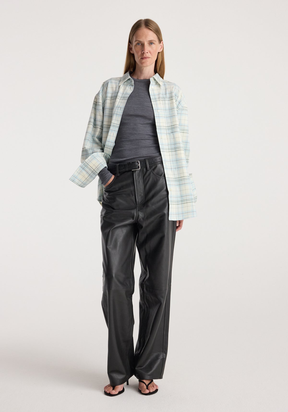 Flannel check overshirt | sea green check