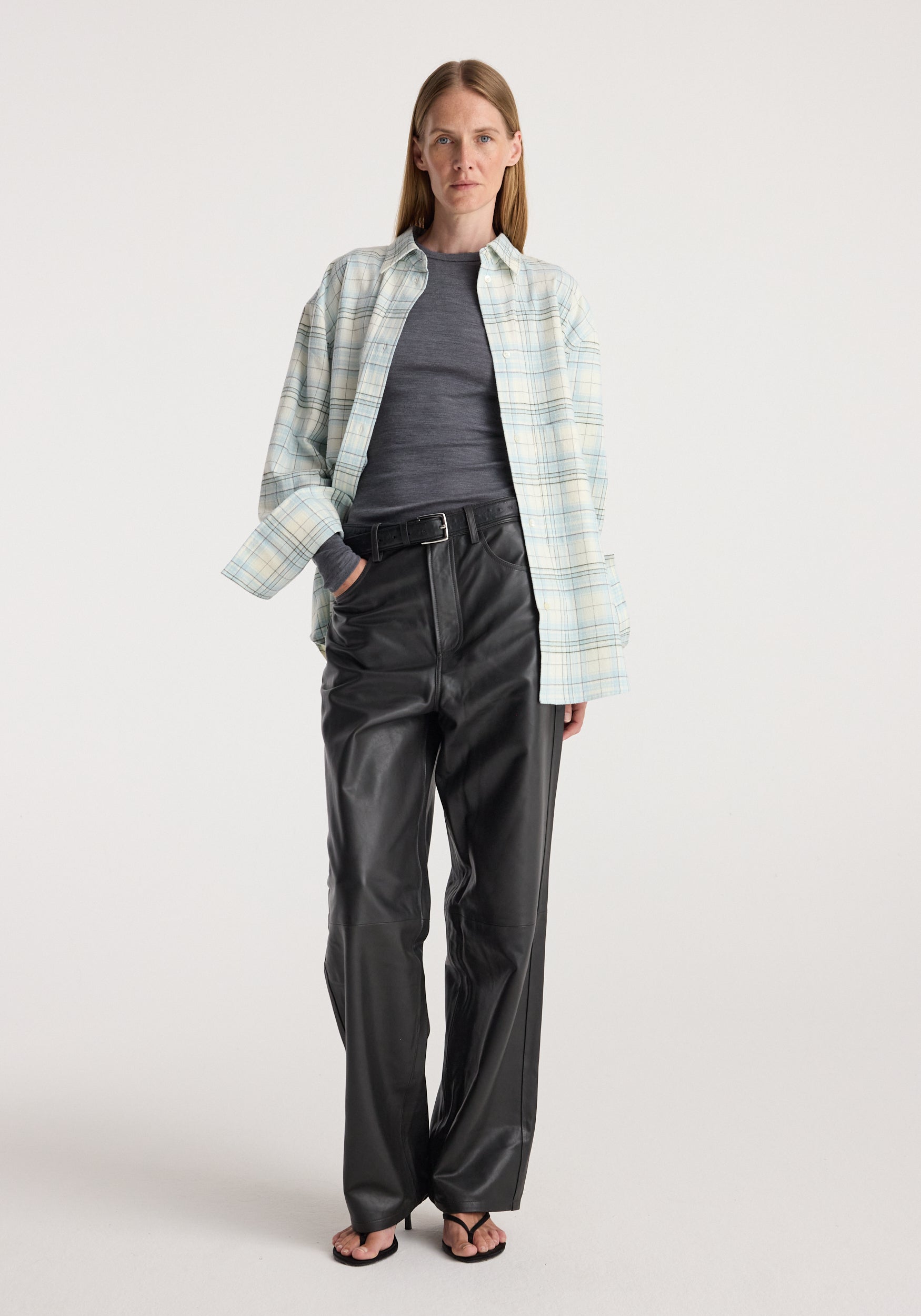 Flannel check overshirt | sea green check