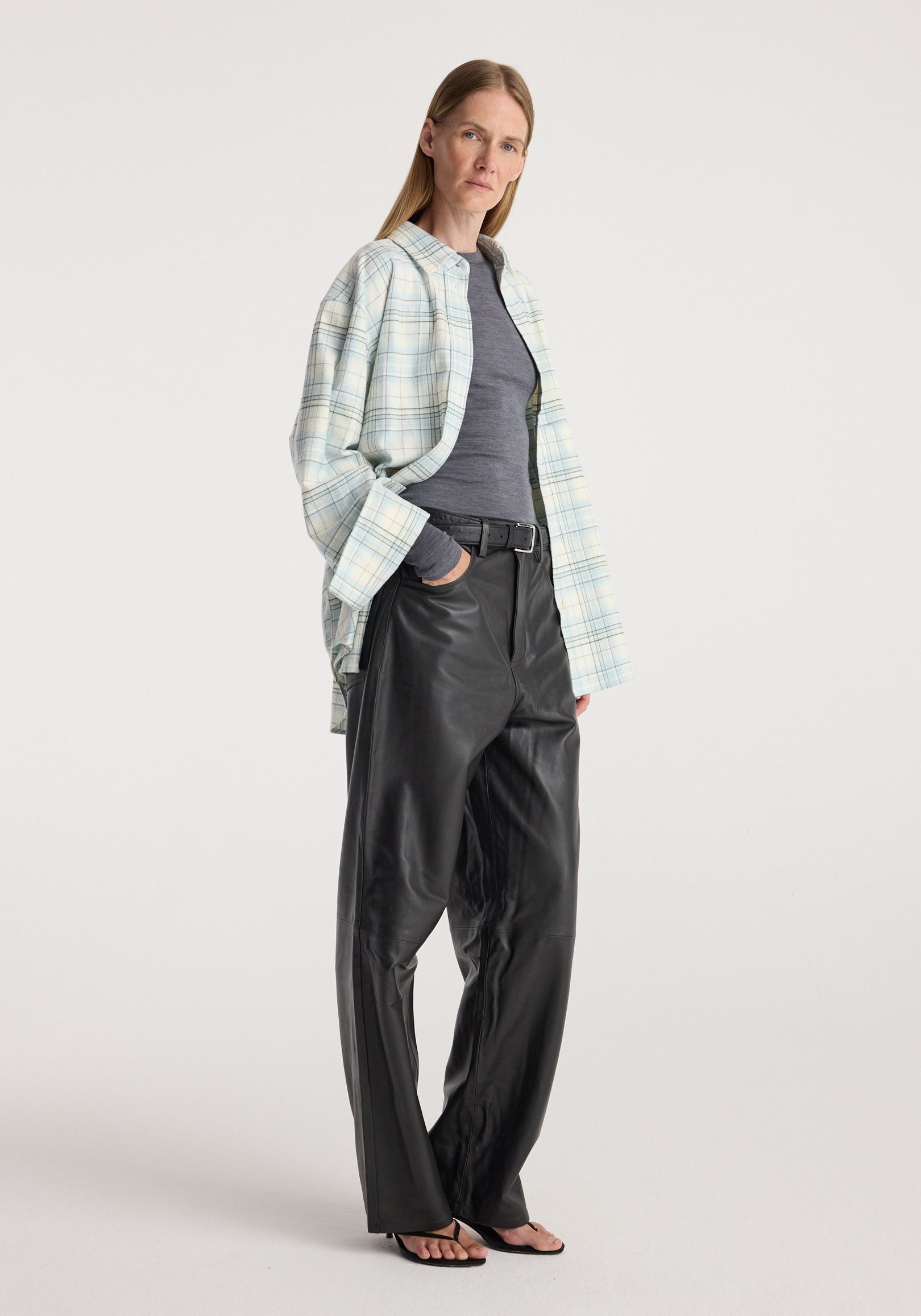 Flannel check overshirt | sea green check