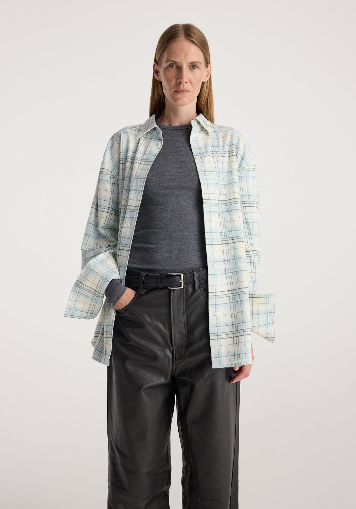 Flannel check overshirt | sea green check