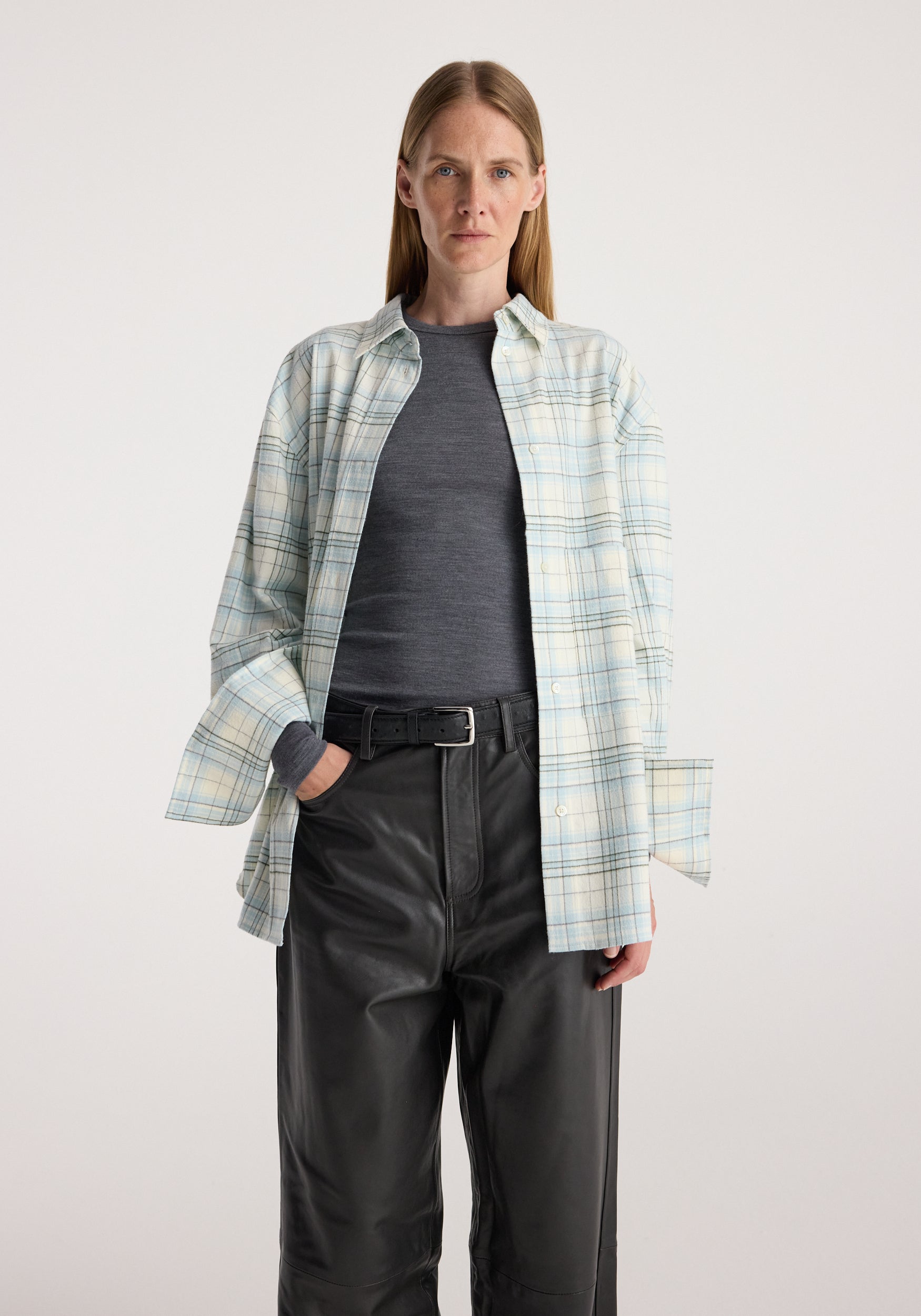 Flannel check overshirt | sea green check