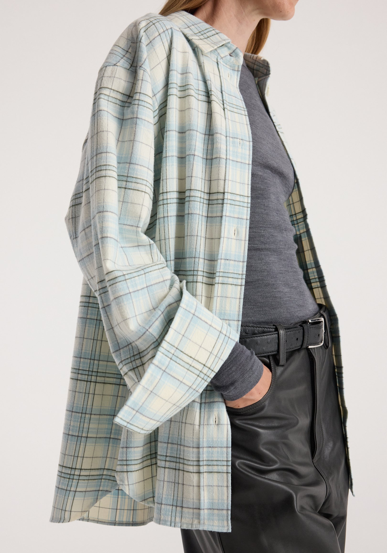 Flannel check overshirt | sea green check