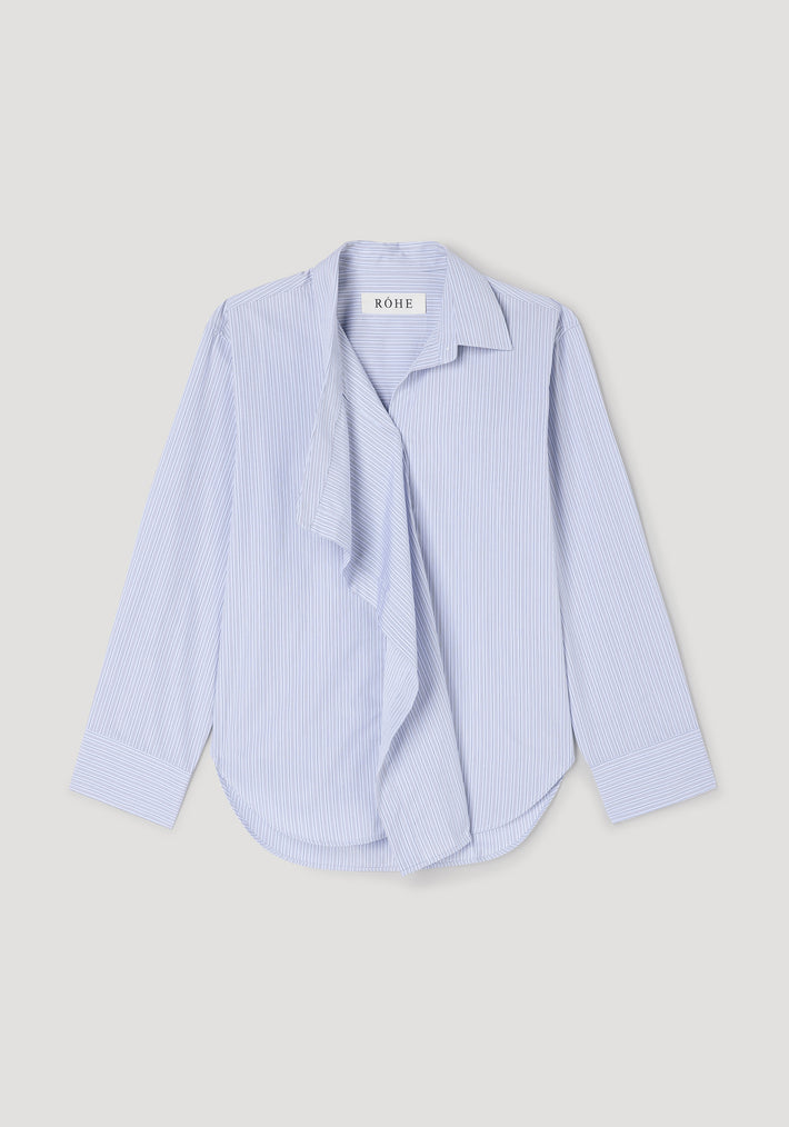 Draped collar shirt | blue stripe