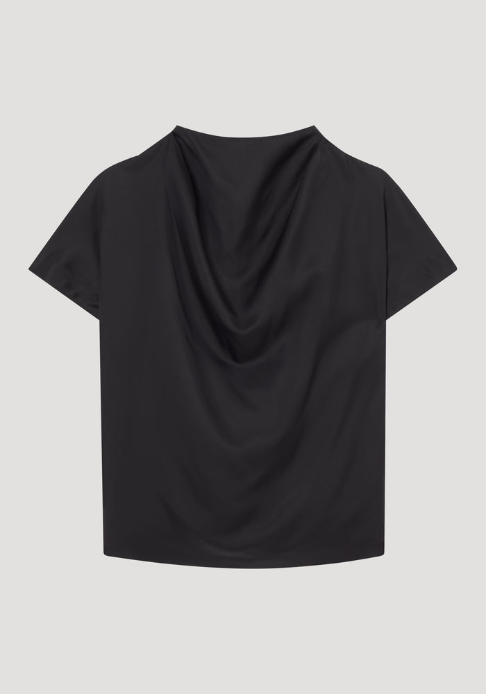 Cowl neck short sleeve top | black