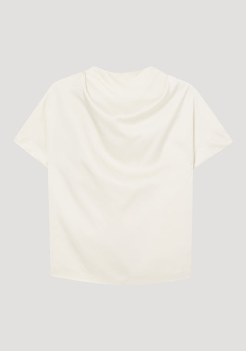 Cowl neck short sleeve top | pearl