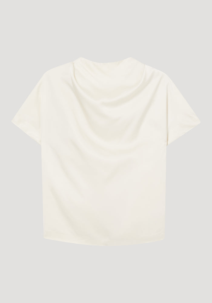 Cowl neck short sleeve top | pearl