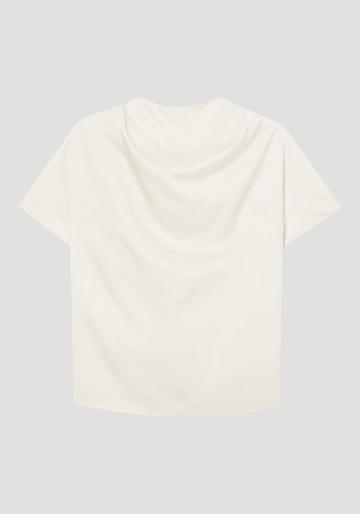 Cowl neck short sleeve top | pearl