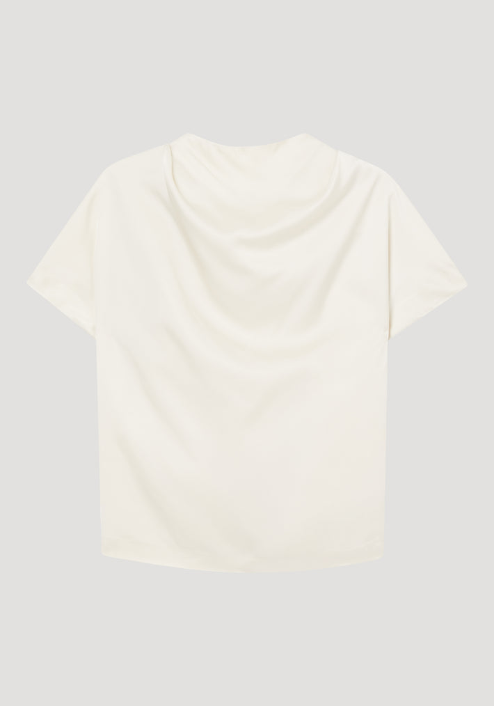 Cowl neck short sleeve top | pearl